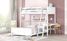 Load image into Gallery viewer, Twin Over Full Bunk Bed with Desk, White
