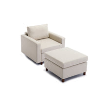 Load image into Gallery viewer, Single Seat Module Sofa Sectional Couch With Armrest With 1 Ottoman,Cushion Covers Non-removable and Non-Washable,Cream
