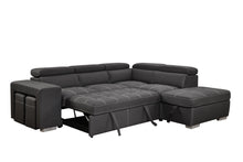 Load image into Gallery viewer, 105&quot; Sectional Sofa with Adjustable Headrest ,Sleeper Sectional Pull Out Couch Bed with Storage Ottoman and 2 Stools,Charcoal Grey
