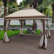 Load image into Gallery viewer, Outdoor 11x 11Ft Pop Up Gazebo Canopy With Removable Zipper Netting,2-Tier Soft Top Event Tent,Suitable For Patio Backyard Garden Camping Area,Coffee
