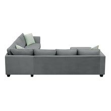 Load image into Gallery viewer, [VIDEO provided] 112*87&quot; Sectional Sofa Couches Living Room Sets, 7 Seats Modular Sectional Sofa with Ottoman, L Shape Fabric Sofa Corner Couch Set with 3 Pillows, Grey(New of GS008210AAG)
