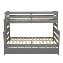 Load image into Gallery viewer, Wood Twin over Full Bunk Bed with Twin Size Trundle, Gray
