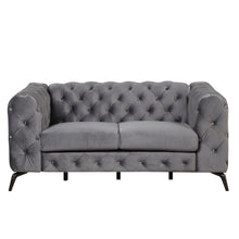 Load image into Gallery viewer, 63&quot; Velvet Upholstered Loveseat Sofa,Modern Loveseat Sofa with Button Tufted Back,2-Person Loveseat Sofa Couch for Living Room,Bedroom,or Small Space,Gray
