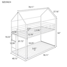 Load image into Gallery viewer, Bunk Beds for Kids Twin over Twin,House Bunk Bed Metal Bed Frame Built-in Ladder,No Box Spring Needed White
