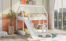 Load image into Gallery viewer, Twin over Twin House Bunk Bed with Ladder and Slide,White
