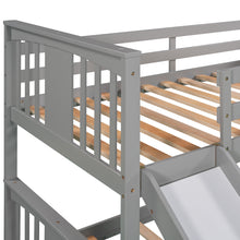 Load image into Gallery viewer, Twin Over Twin Bunk Bed with Slide and Ladder, Gray (Old SKU：LP000108AAE)
