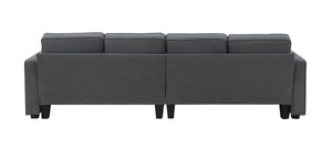 [VIDEO provided] [New] 104" 4-Seater Modern Linen Fabric Sofa with Armrest Pockets and 4 Pillows,Minimalist Style Couch for Living Room, Apartment, Office,3 Colors