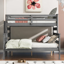 Load image into Gallery viewer, Wood Twin over Full Bunk Bed with Ladder, Gray
