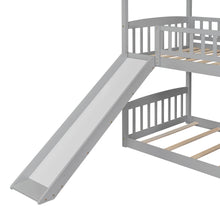 Load image into Gallery viewer, Twin Over Twin Bunk Bed with Slide, House Bed with Slide, Gray(OLD SKU: LT000213AAE
