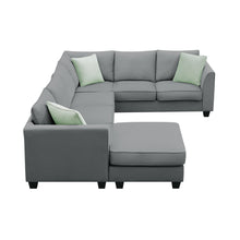 Load image into Gallery viewer, [VIDEO provided] 112*87&quot; Sectional Sofa Couches Living Room Sets, 7 Seats Modular Sectional Sofa with Ottoman, L Shape Fabric Sofa Corner Couch Set with 3 Pillows, Grey(New of GS008210AAG)
