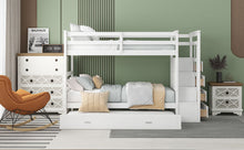 Load image into Gallery viewer, Twin Over Twin Bunk Bed with Trundle and Staircase,White(OLD SKU:LT000068AAK)
