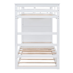 Twin Over Twin Bunk Bed with Trundle and Staircase,White(OLD SKU:LT000068AAK)