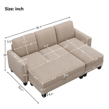 Load image into Gallery viewer, [New]81&quot; Reversible Sectional Couch with Storage Chaise L-Shaped Sofa for Apartment Sectional Set ,Sectional Sofa with Ottoman,Nailhead Textured Linen Fabric 3 pieces Sofa Set,Warm Grey
