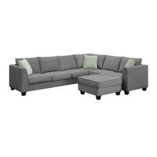 Load image into Gallery viewer, [VIDEO provided] 112*87&quot; Sectional Sofa Couches Living Room Sets, 7 Seats Modular Sectional Sofa with Ottoman, L Shape Fabric Sofa Corner Couch Set with 3 Pillows, Grey(New of GS008210AAG)
