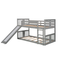 Load image into Gallery viewer, Twin Over Twin Bunk Bed with Slide and Ladder, Gray (Old SKU：LP000108AAE)
