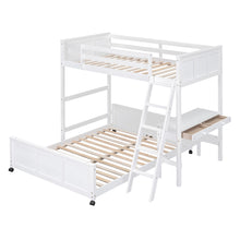 Load image into Gallery viewer, Twin Over Full Bunk Bed with Desk, White
