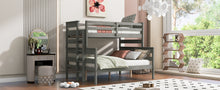 Load image into Gallery viewer, Wood Twin over Full Bunk Bed with Ladder, Gray
