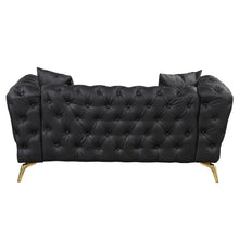 Load image into Gallery viewer, 65.5&quot; Modern Sofa Couch PU Upholstered Loveseat Sofa with Sturdy Metal Legs, Button Tufted Back for Living Room,Apartment,Home Office, Black
