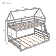 Load image into Gallery viewer, Twin over Full House Bunk Bed with Built-in Ladder,Gray
