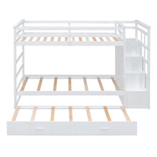 Load image into Gallery viewer, Twin Over Twin Bunk Bed with Trundle and Staircase,White(OLD SKU:LT000068AAK)
