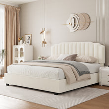 Load image into Gallery viewer, LIFT UP VELVET BEIGE QUEEN SIZE BED
