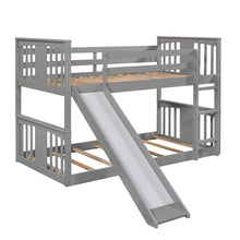 Load image into Gallery viewer, Twin Over Twin Bunk Bed with Slide and Ladder, Gray (Old SKU：LP000108AAE)
