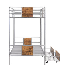 Load image into Gallery viewer, Twin XL over Twin XL Metal Bunk Bed with MDF Board Guardrail and Two Storage Drawers,Silver
