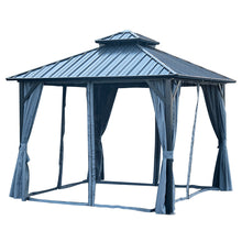 Load image into Gallery viewer, 12x12ft Gazebo Double Roof Canopy with Netting and Curtains, Outdoor Gazebo 2-Tier Hardtop Galvanized Iron Aluminum Frame Garden Tent for Patio, Backyard, Deck and Lawns
