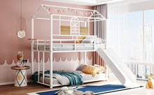 Load image into Gallery viewer, Twin Over Twin Metal Bunk Bed ,Metal Housebed With Slide,Three Colors Available.(White with White  Slide)(OLD SKU :LP000095AAK)
