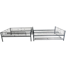 Load image into Gallery viewer, Full Over Full Metal Bunk Bed with Shelf and Guardrails, Black
