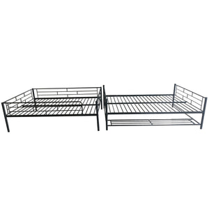 Full Over Full Metal Bunk Bed with Shelf and Guardrails, Black