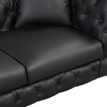 Load image into Gallery viewer, 65.5&quot; Modern Sofa Couch PU Upholstered Loveseat Sofa with Sturdy Metal Legs, Button Tufted Back for Living Room,Apartment,Home Office, Black
