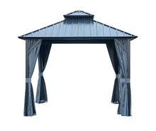 Load image into Gallery viewer, 12x12ft Gazebo Double Roof Canopy with Netting and Curtains, Outdoor Gazebo 2-Tier Hardtop Galvanized Iron Aluminum Frame Garden Tent for Patio, Backyard, Deck and Lawns
