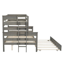 Load image into Gallery viewer, Wood Twin over Full Bunk Bed with Twin Size Trundle, Gray
