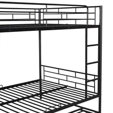 Load image into Gallery viewer, Full Over Full Metal Bunk Bed with Shelf and Guardrails, Black
