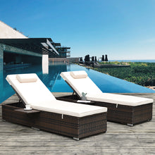 Load image into Gallery viewer, Outdoor Patio Chaise Lounge Chair,Lying in bed with PE Rattan and Steel Frame,PE Wickers,Pool Recliners with Elegant Reclining Adjustable Backrest and Removable Cushions Sets of 2(Brown+Beige)
