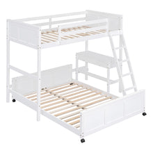 Load image into Gallery viewer, Twin Over Full Bunk Bed with Desk, White
