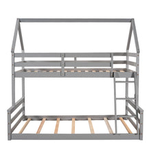 Load image into Gallery viewer, Twin over Full House Bunk Bed with Built-in Ladder,Gray
