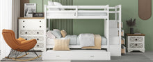 Load image into Gallery viewer, Twin Over Twin Bunk Bed with Trundle and Staircase,White(OLD SKU:LT000068AAK)
