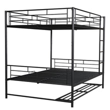 Load image into Gallery viewer, Full Over Full Metal Bunk Bed with Shelf and Guardrails, Black
