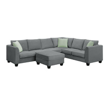 Load image into Gallery viewer, [VIDEO provided] 112*87&quot; Sectional Sofa Couches Living Room Sets, 7 Seats Modular Sectional Sofa with Ottoman, L Shape Fabric Sofa Corner Couch Set with 3 Pillows, Grey(New of GS008210AAG)
