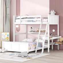 Load image into Gallery viewer, Twin Over Full Bunk Bed with Desk, White
