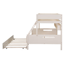 Load image into Gallery viewer, Wood Twin over Full Bunk Bed with Storage Shelves and Twin Size Trundle, Cream
