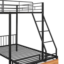 Load image into Gallery viewer, Full Over Twin &amp; Twin Bunk Bed, Metal Triple Bunk Bed with Drawers and Guardrails, Black
