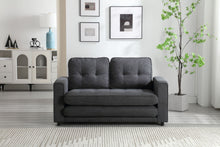 Load image into Gallery viewer, 3 Fold Sofa,Convertible Futon Couch sleeper sofabed,Space saving loveseat,Pull Out Couch Bed for Living Room,Dark Gray &amp; Light Gray &amp; Beige,Velvet linen fabric
