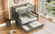 Load image into Gallery viewer, Wood Twin over Full Bunk Bed with Twin Size Trundle, Gray
