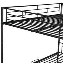 Load image into Gallery viewer, Full Over Full Metal Bunk Bed with Shelf and Guardrails, Black
