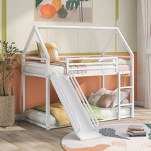 Load image into Gallery viewer, Twin over Twin House Bunk Bed with Ladder and Slide,White
