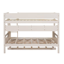 Load image into Gallery viewer, Wood Twin over Full Bunk Bed with Storage Shelves and Twin Size Trundle, Cream
