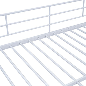 Twin Over Twin Metal Bunk Bed with Lateral Storage Ladder and Wardrobe, White